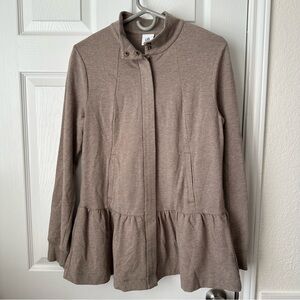 Cabi Weekend Topper Peplum Zip-Up Jacket French Terry Knit Size S EUC